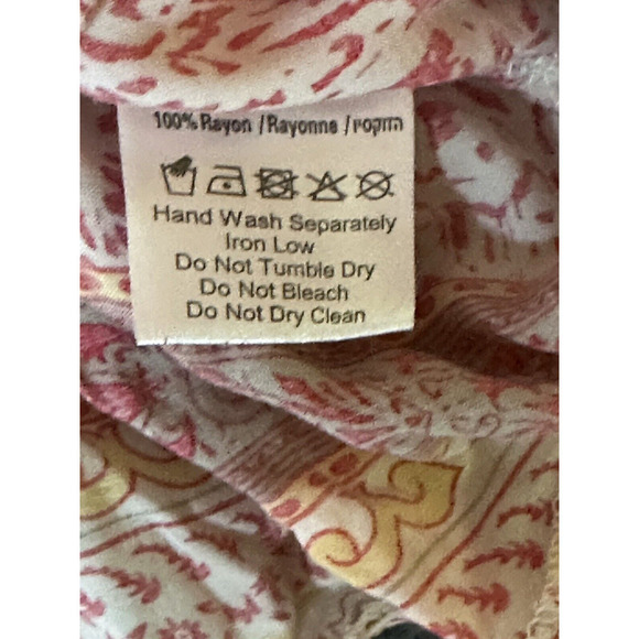 Altar’d State Shirt Womens Size Medium Red Beige Flowy Flutter Top Cottagecore - Picture 4 of 8